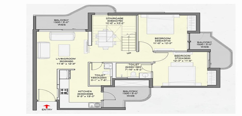 3BHK Floor Plan