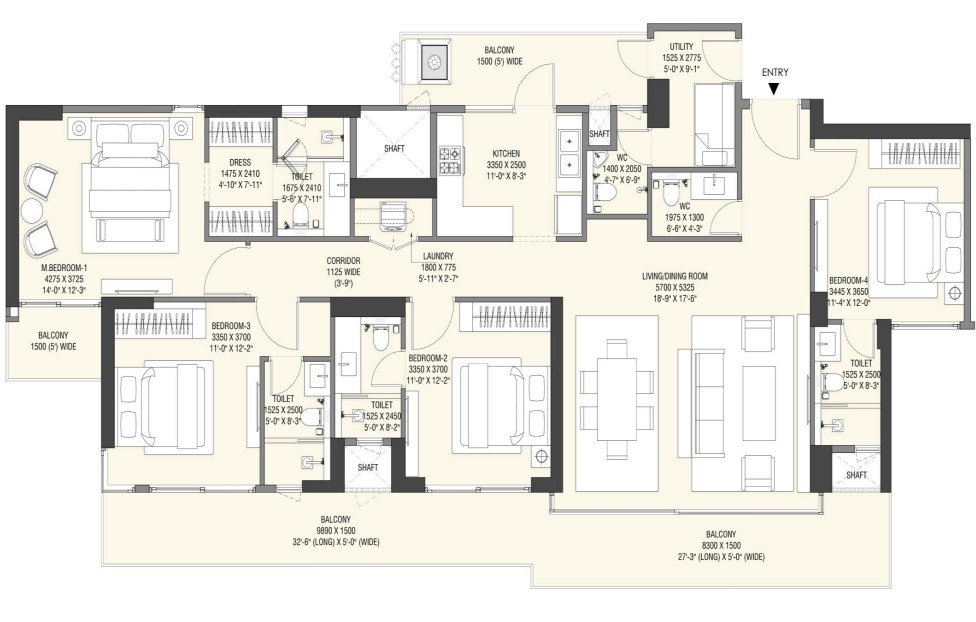 4 BHK Floor Plan