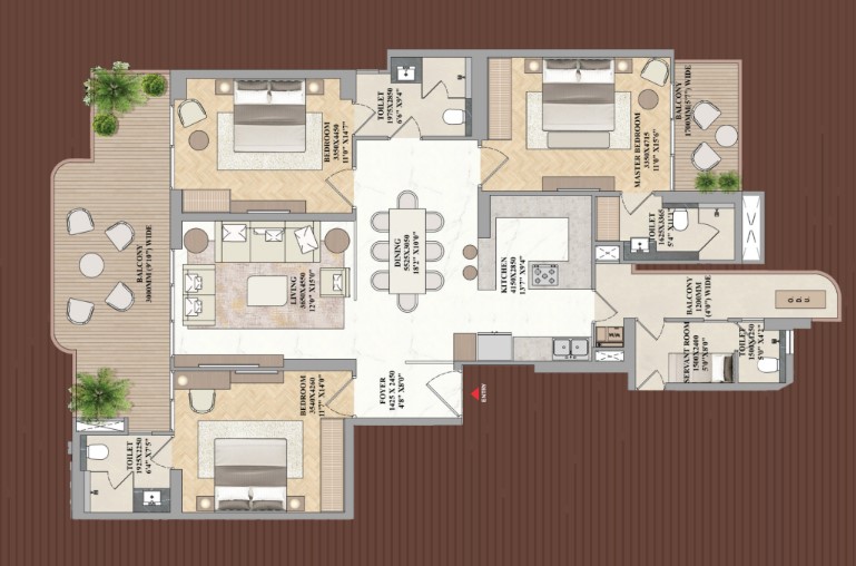 3BHK Floor Plan