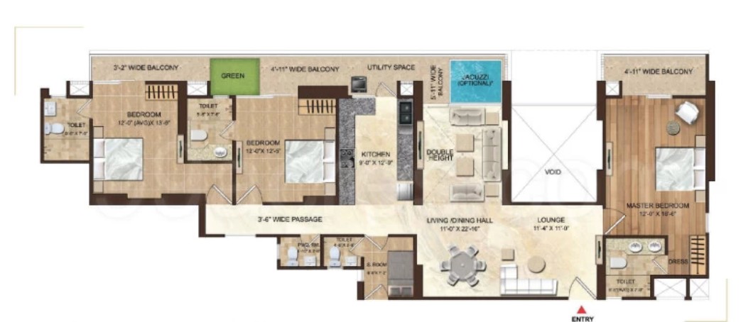 3BHK Floor Plan