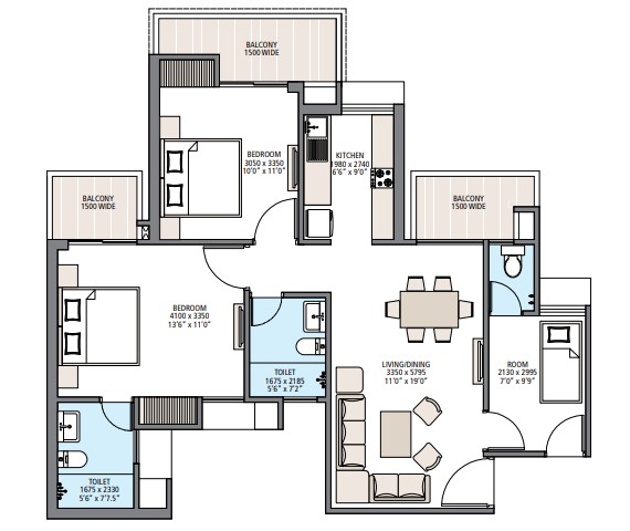 2 BHK Floor Plan