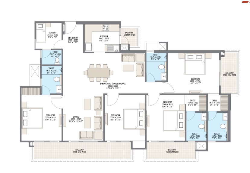 4 BHK Floor Plan