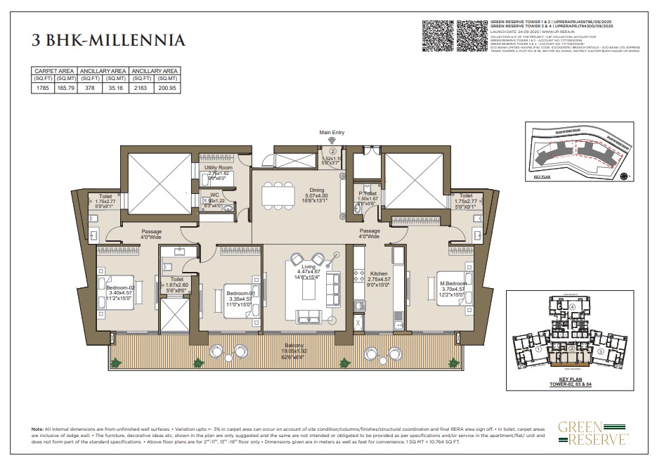 3BHK+ STUDY Floor Plan