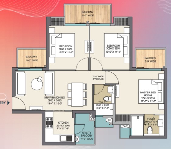 3BHK Floor Plan